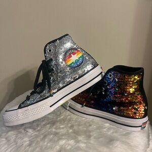 Converse All Star High Top Sneakers Sequins Rainbow Pride Women’s Size 6.5